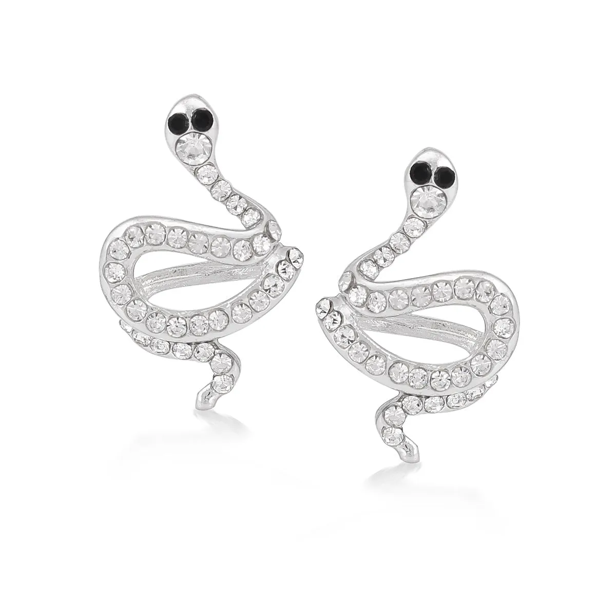 SILVER SNAKE CRYSTAL STUD  EARRINGS #ADX6800082 (SHD8)