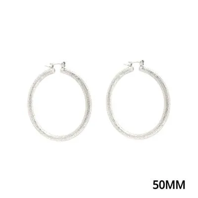 Silver Textured 2" Aluminum Water Resistant Hoop Earring