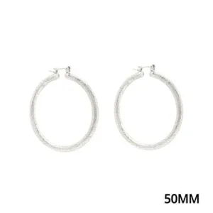 Silver Textured 2" Aluminum Water Resistant Hoop Earring
