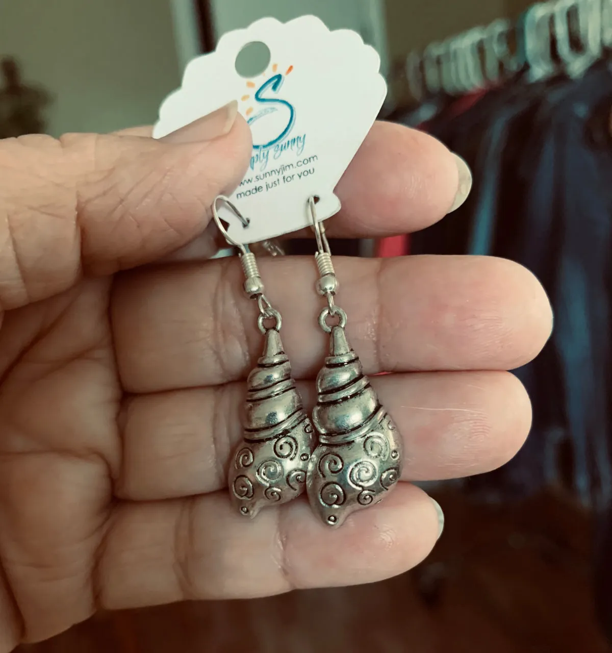 Silver Triton Shell, Earrings