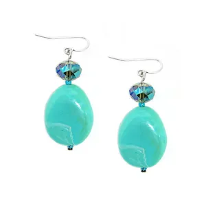 SILVER TURQUOISE BEADED EARRINGS  #SE29404-1_S-TURQ (BF18)