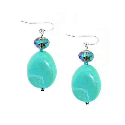 SILVER TURQUOISE BEADED EARRINGS  #SE29404-1_S-TURQ (BF18)