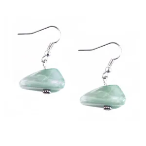 SILVER TURQUOISE STONE BEAD EARRINGS  #HNE92512_RHOD-TRQ (HC4)