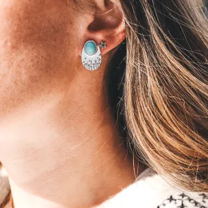 Silvery Blue Studs - Hubei Turquoise