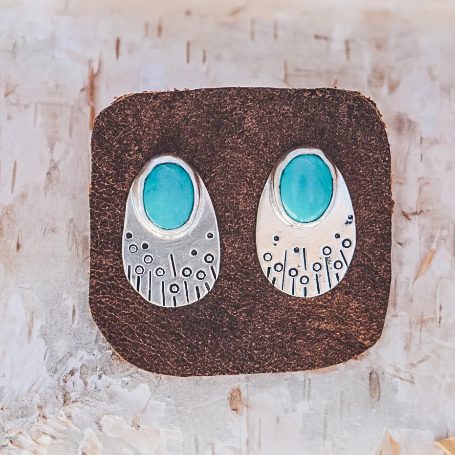 Silvery Blue Studs - Hubei Turquoise