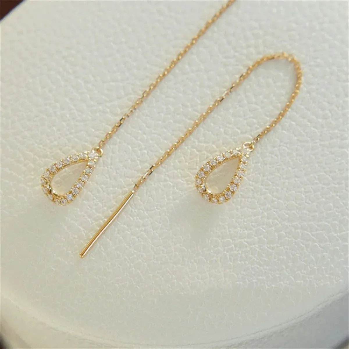 Simple Gold Color Water Drop Long Tassel Earrings For Women Korean Fashion Rhinestone Waterdrop Ear Line Dangle Earring Jewelry