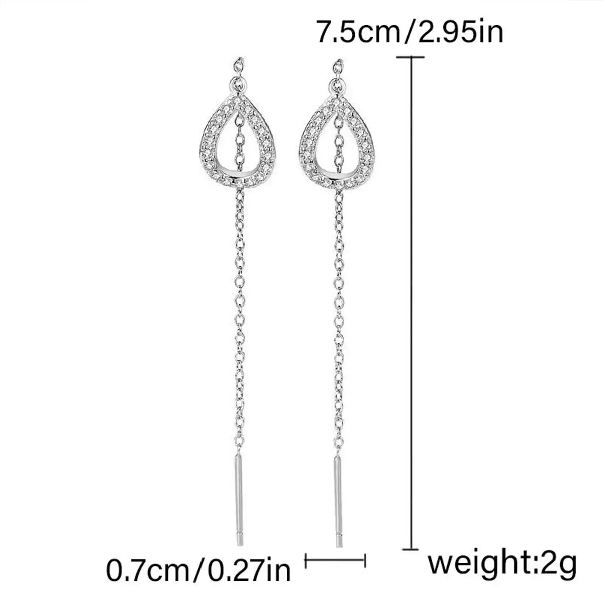 Simple Gold Color Water Drop Long Tassel Earrings For Women Korean Fashion Rhinestone Waterdrop Ear Line Dangle Earring Jewelry