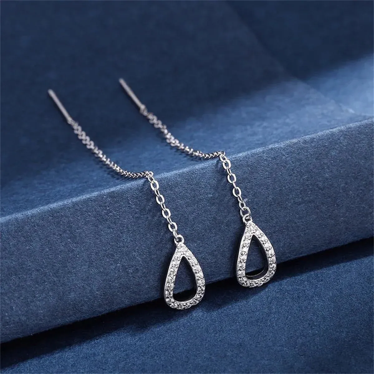 Simple Gold Color Water Drop Long Tassel Earrings For Women Korean Fashion Rhinestone Waterdrop Ear Line Dangle Earring Jewelry