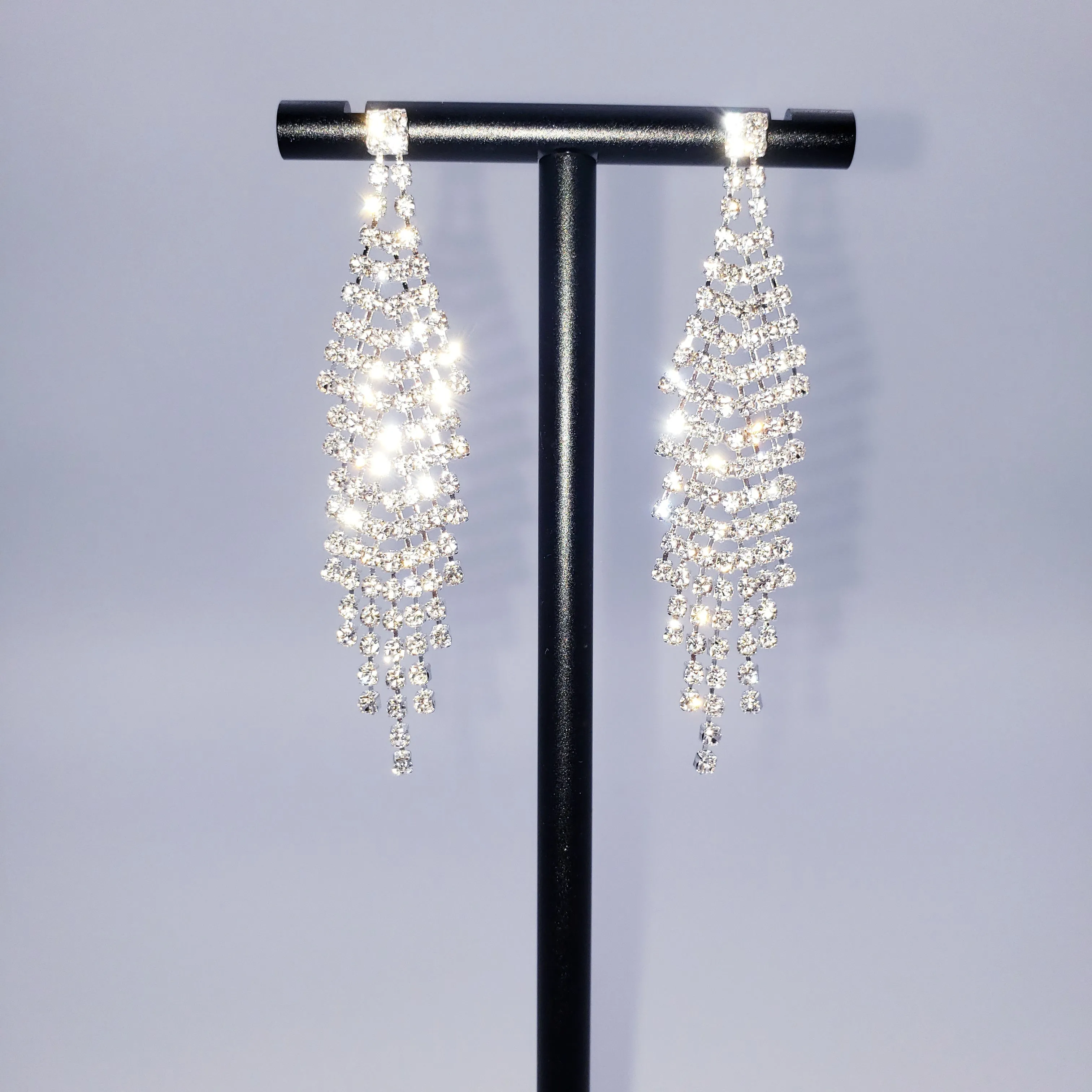 Slanted Tassel rhinestone Earrings