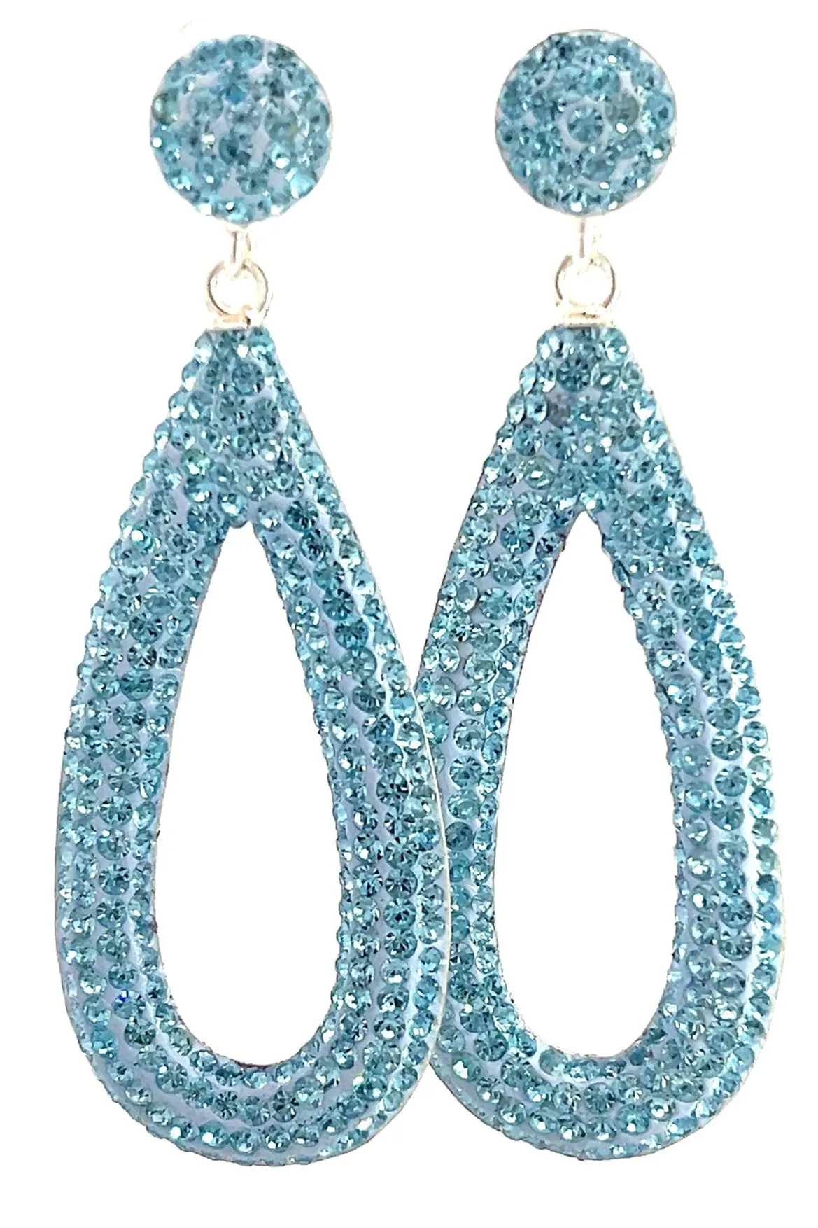 Sleek Open Teardrop Crystal 925 Sterling Silver Earring