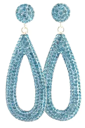 Sleek Open Teardrop Crystal 925 Sterling Silver Earring