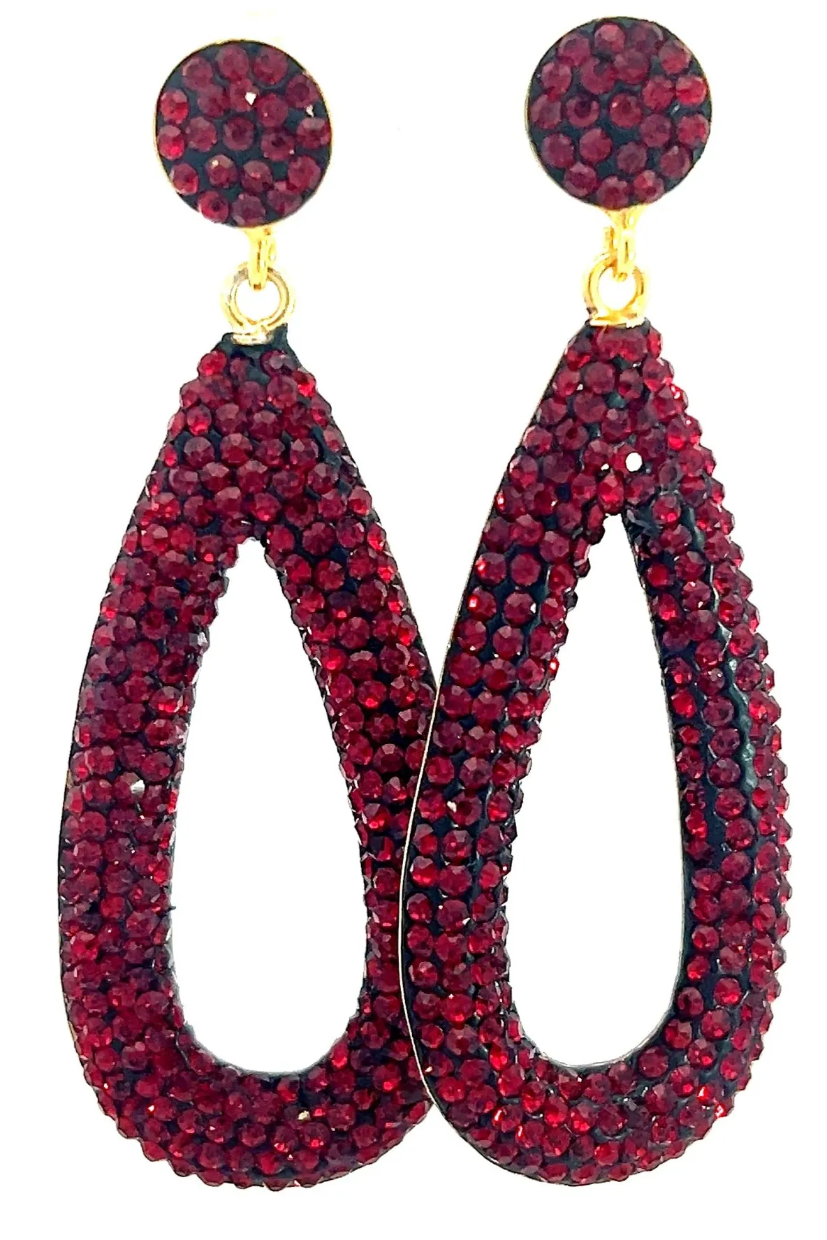 Sleek Open Teardrop Crystal 925 Sterling Silver Earring