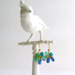 Sleeping Beauty Turquoise Kyanite Chrysoprase Flower Earrings - Morgaine Earrings
