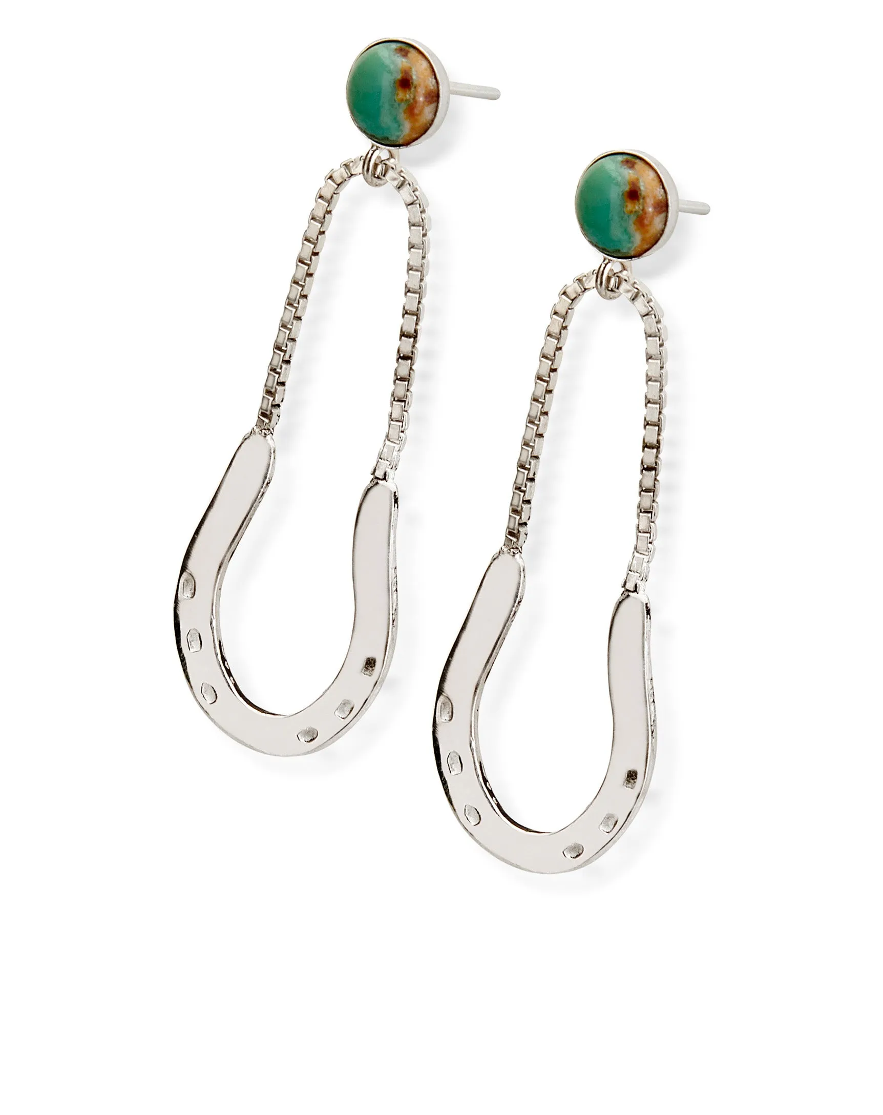 Sliding Plate Earrings - Dangle with Turquoise, Sterling Silver