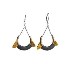 Small Crest Earrings - Gold/Grey