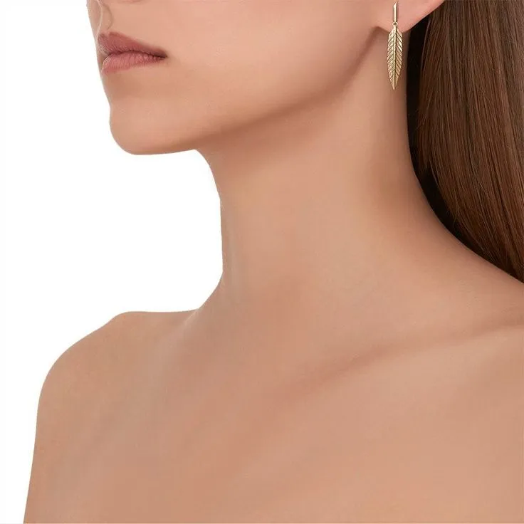 Small Feather Drop Earrings