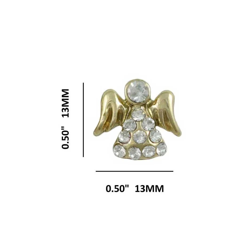 Small Gold Crystal Angel Pierced Earring - REC907G