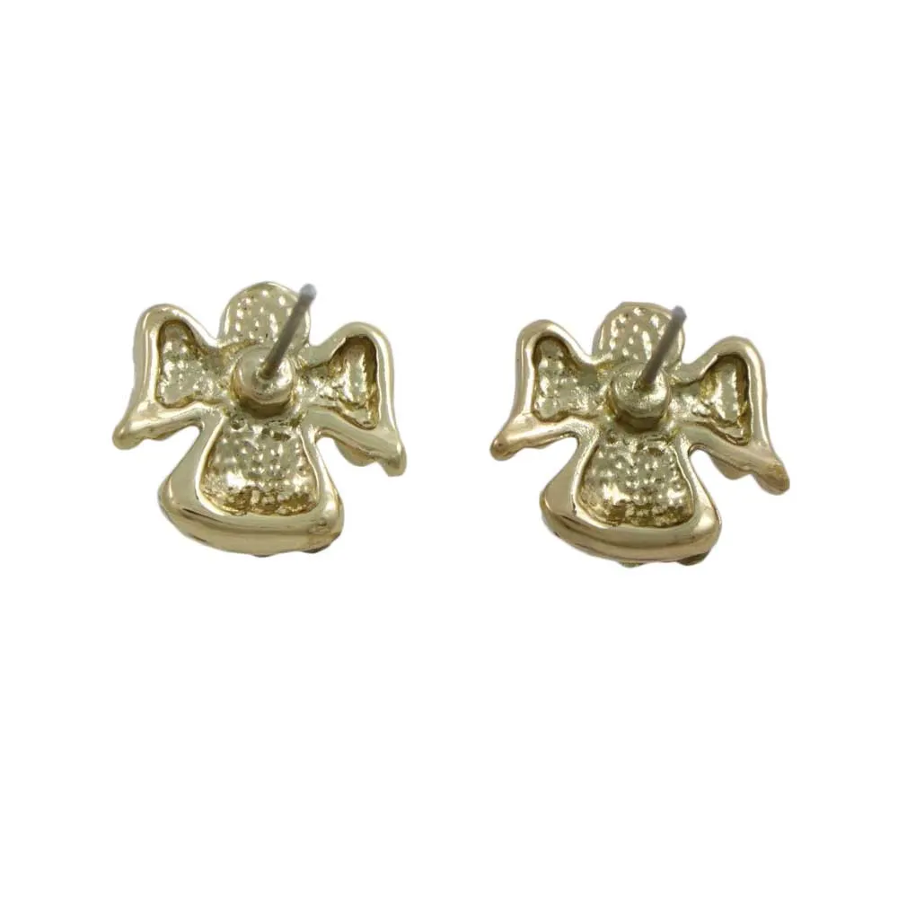 Small Gold Crystal Angel Pierced Earring - REC907G