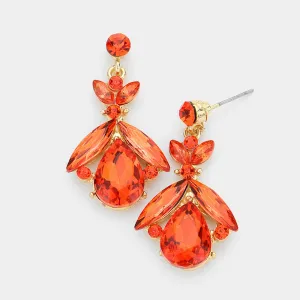 Small Orange Crystal Abstract Dangle Earrings  | 542243