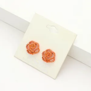 Small Orange Crystal Flower Stud Earrings | Orange Earrings for Little Girls |  133619