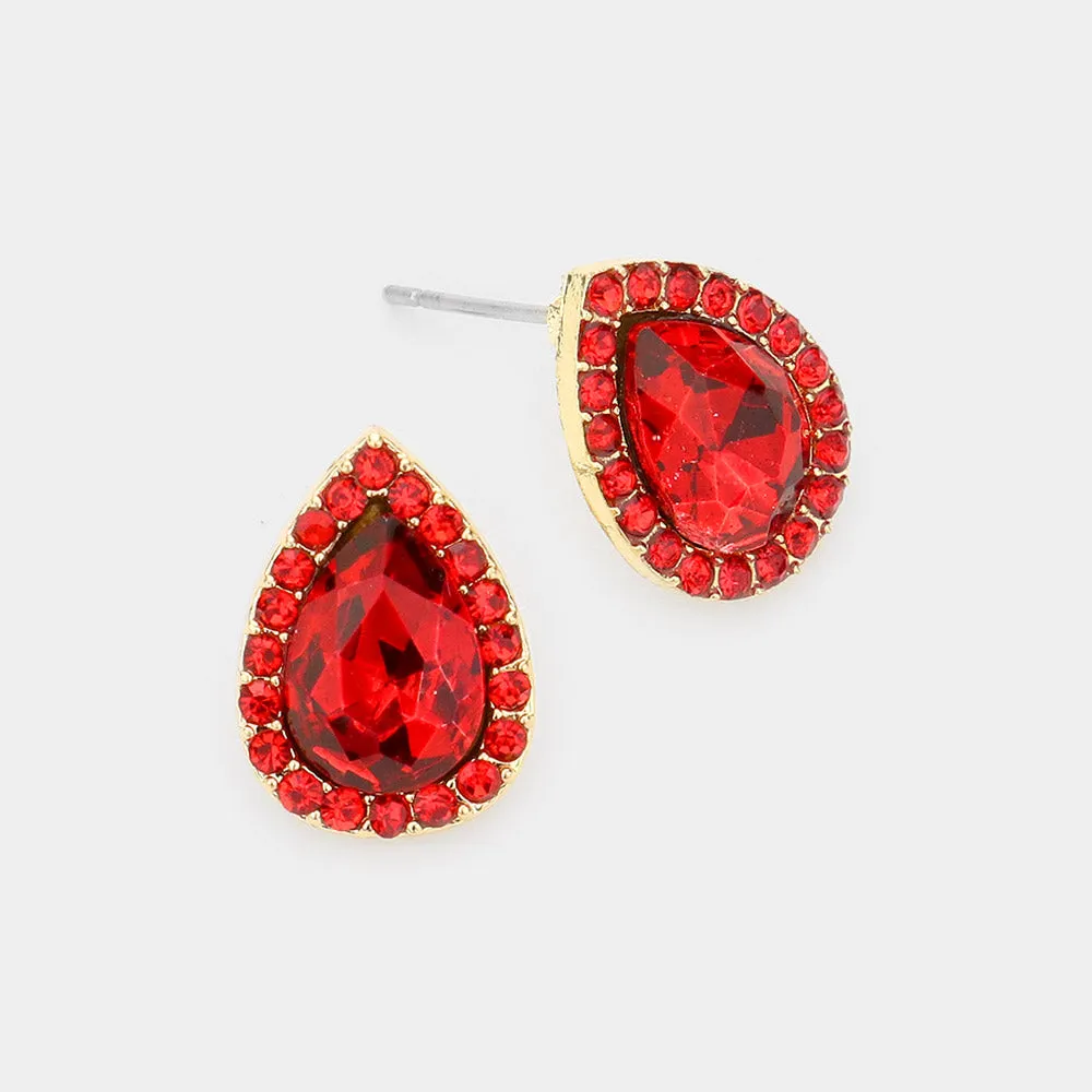 Small Red Crystal Stud Earrings  | 557525
