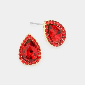 Small Red Crystal Stud Earrings  | 557525