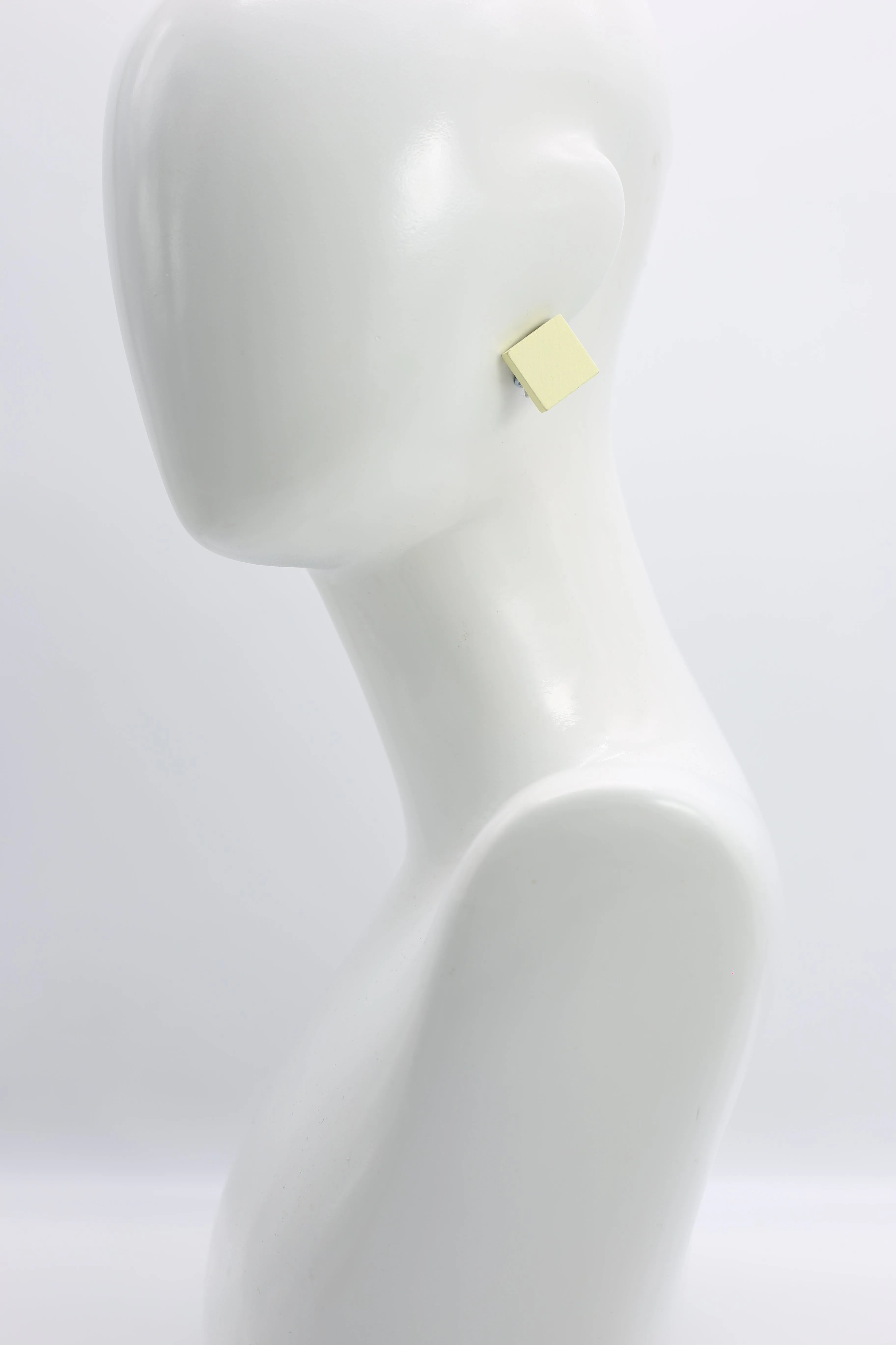 Small Square Clip-on Earrings - Cream