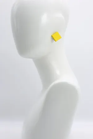 Small Square Clip-on Earrings - Yellow