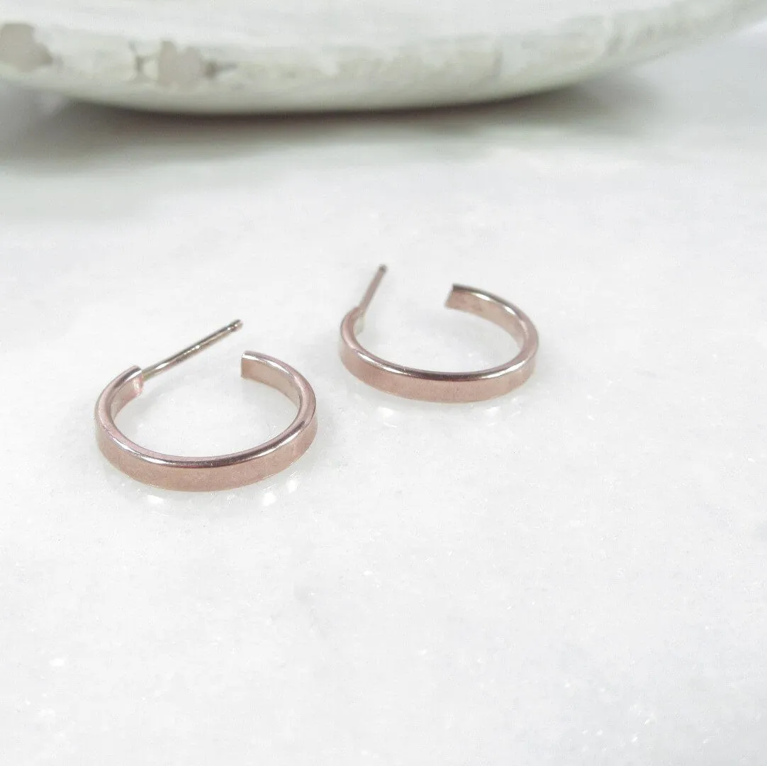 Small Wide Post Hoop Earrings - Plain 2mm