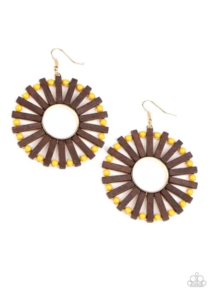 Solar Flare Yellow Paparazzi Earrings