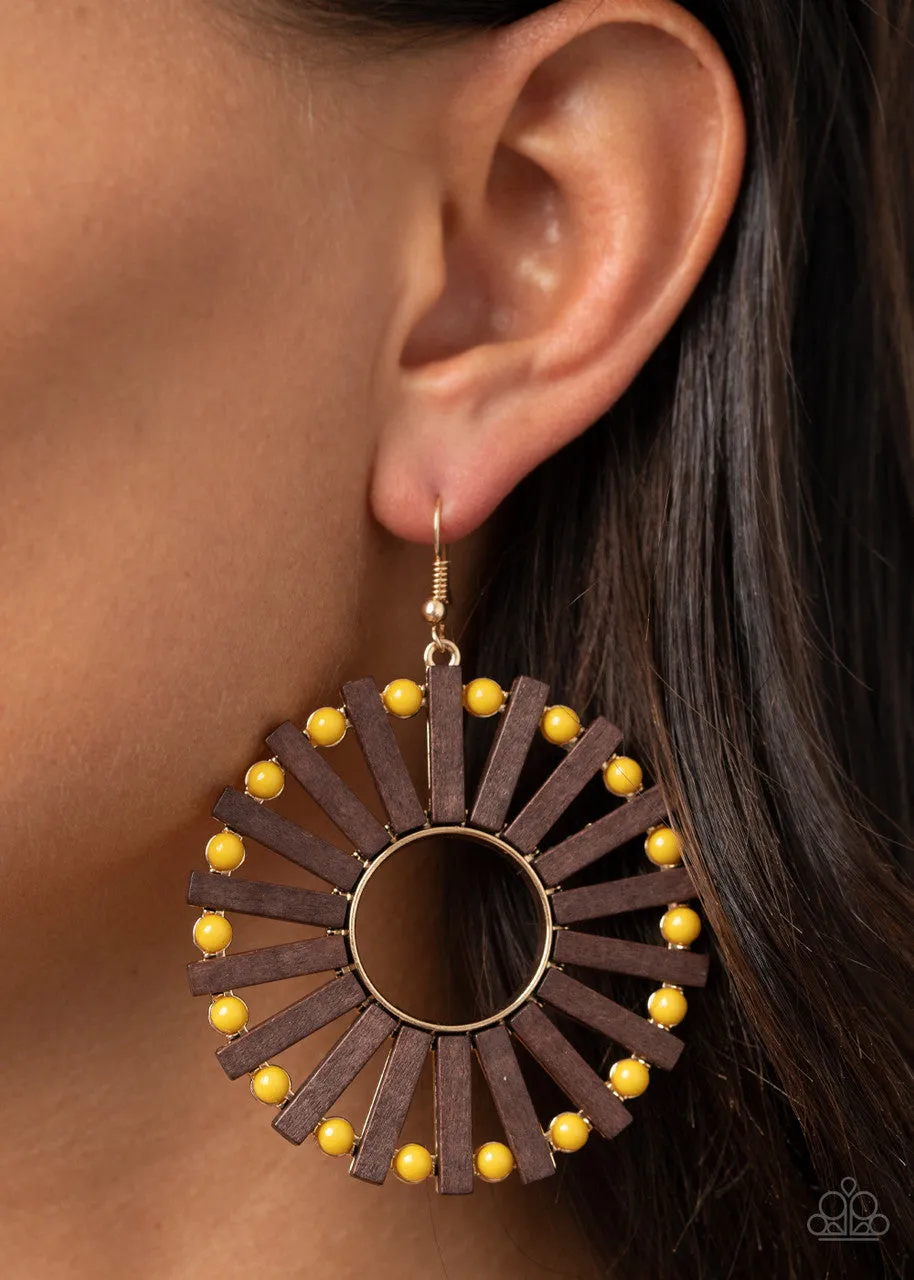 Solar Flare Yellow Paparazzi Earrings