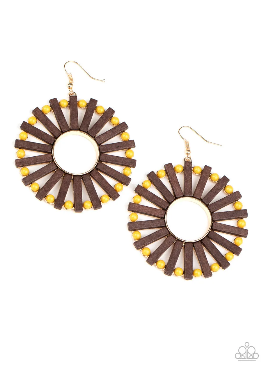 Solar Flare Yellow Paparazzi Earrings