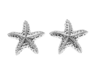 SOLID 925 STERLING SILVER RHODIUM HAWAIIAN SEA STARFISH STUD POST EARRINGS 15MM