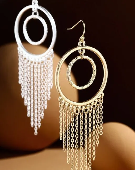 SONNIE CHAIN TASSLE EARRINGS - 2 COLORS