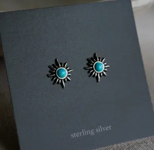 Sowell Jewelry Sunburst Turquoise Sterling Silver Earrings E1928TQ