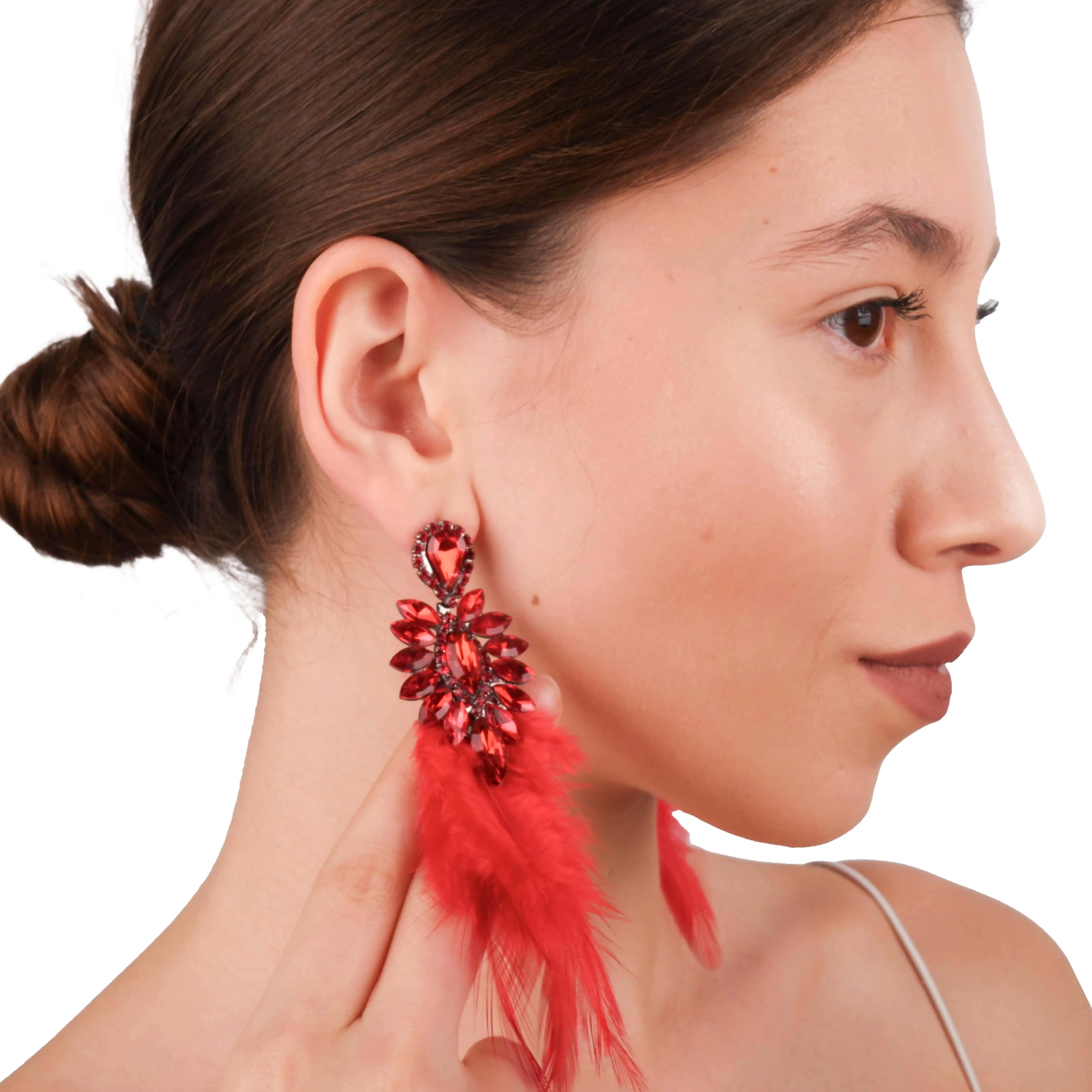 Special Design Feather Bridal Costume Earrings Special Design Feather Earrings for Proms and Parties