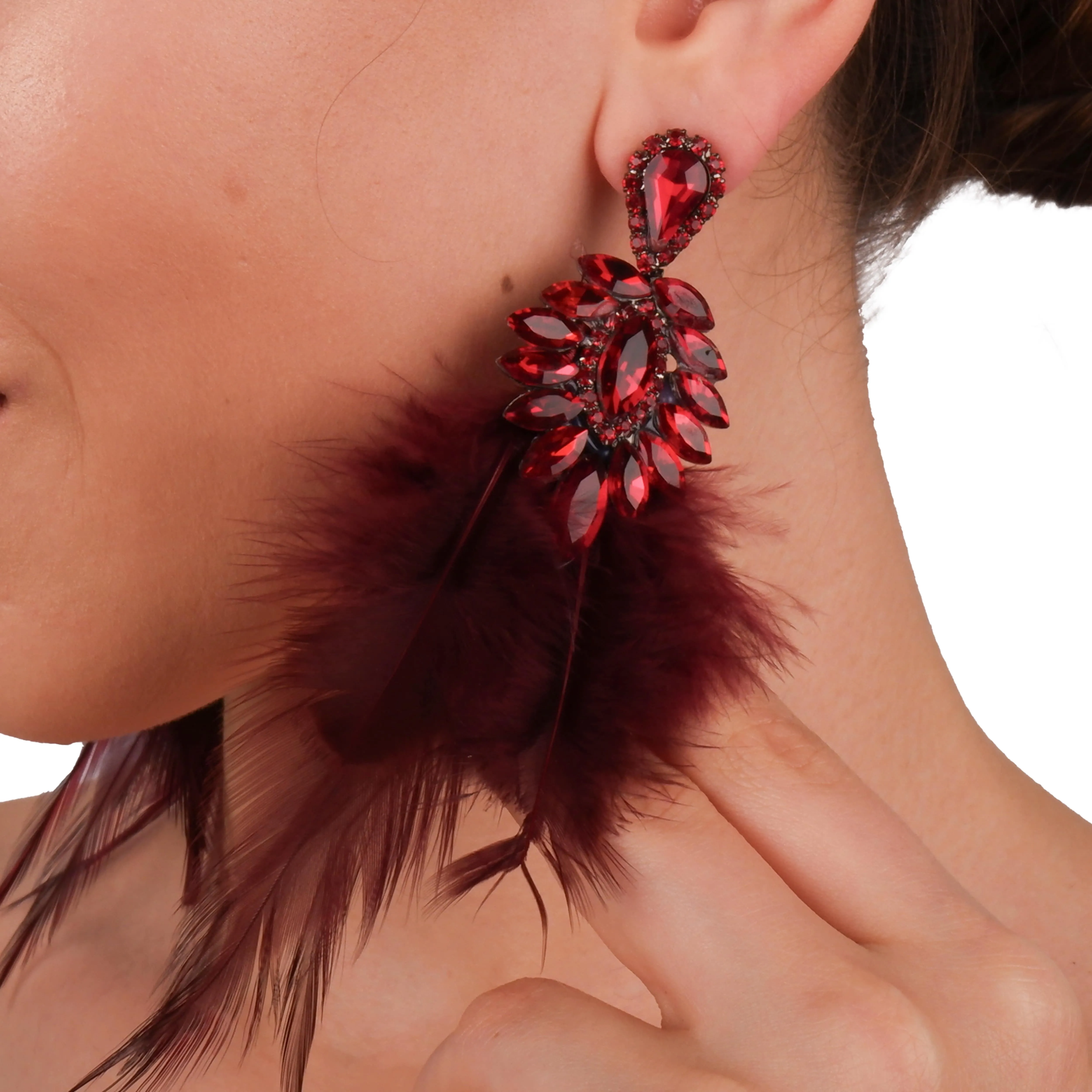Special Design Feather Bridal Costume Earrings Special Design Feather Earrings for Proms and Parties