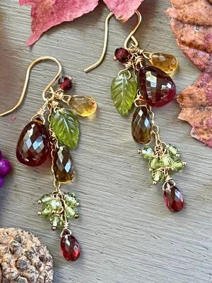 Spessartite Garnet Cluster Earrings
