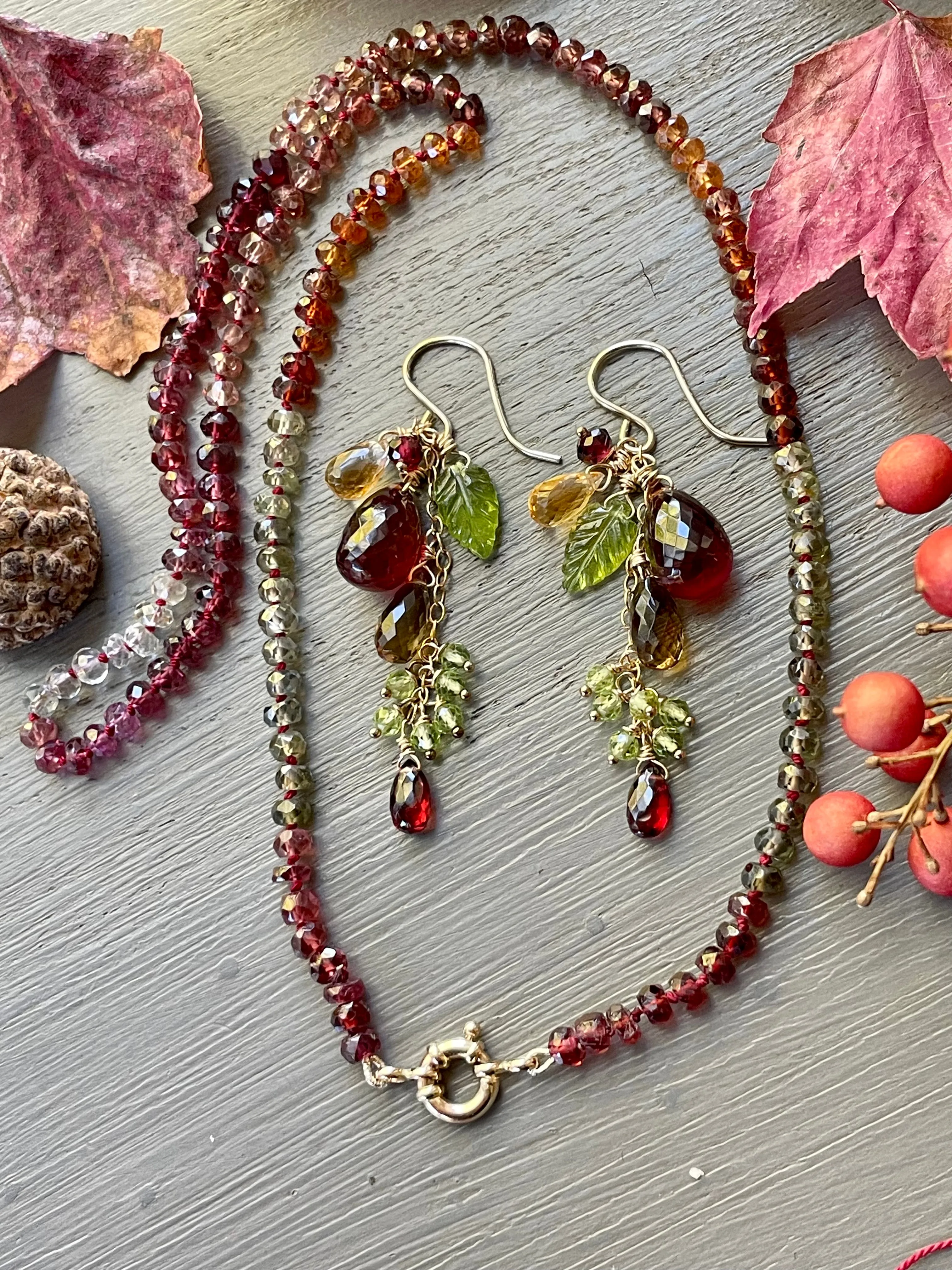 Spessartite Garnet Cluster Earrings