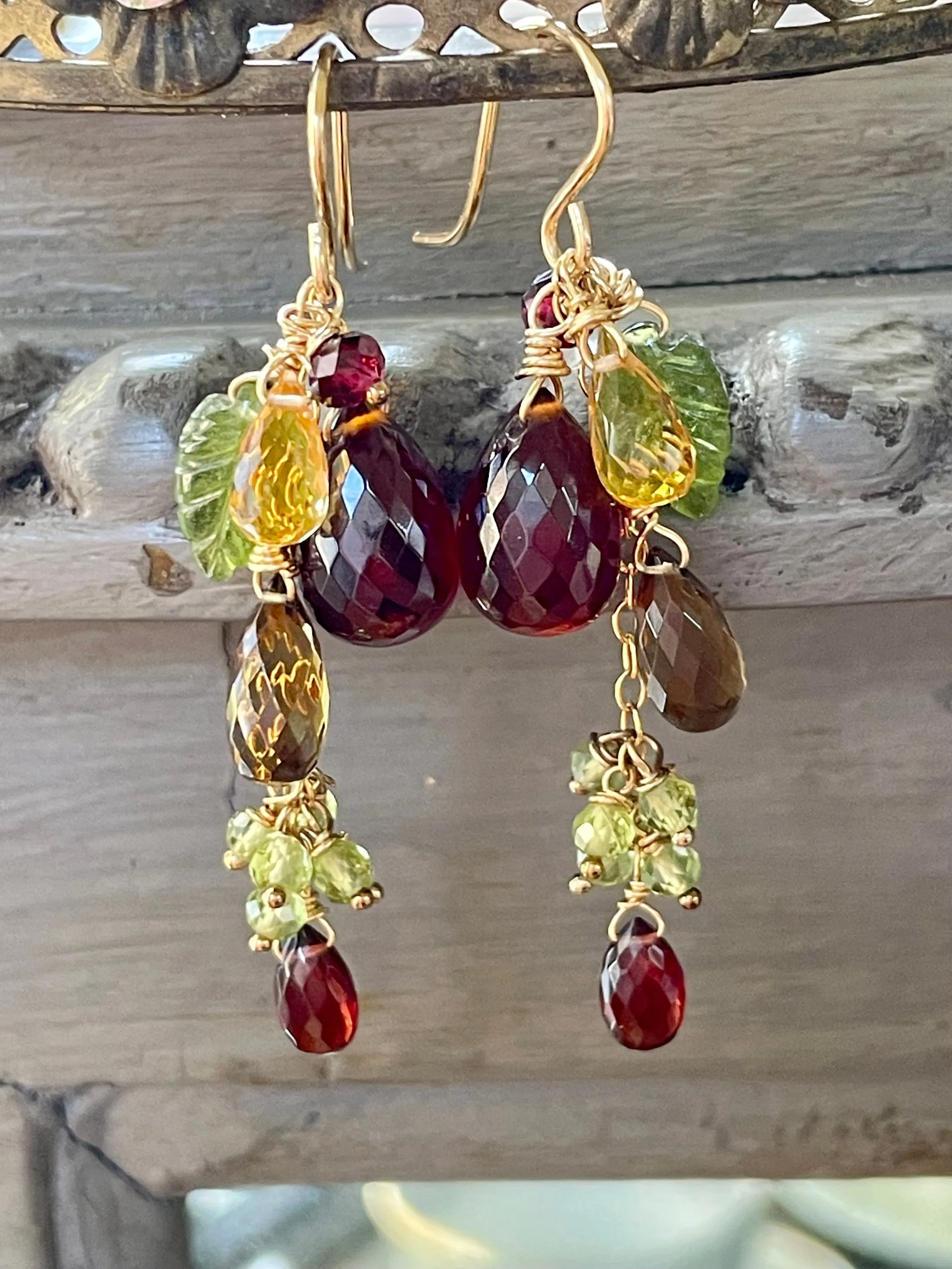 Spessartite Garnet Cluster Earrings