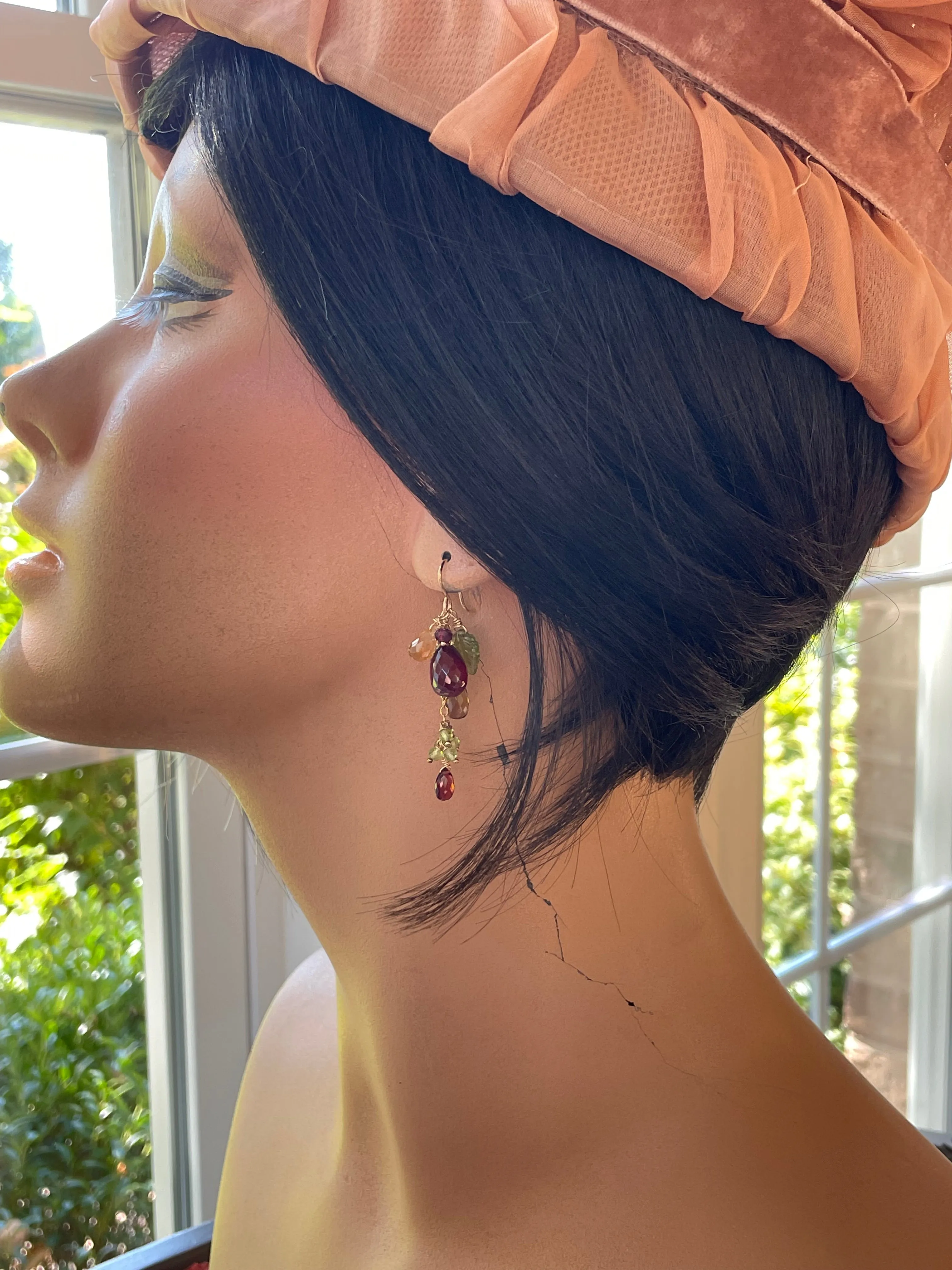 Spessartite Garnet Cluster Earrings