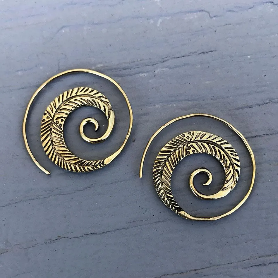 Spiral of Life Earrings - Brass, Thailand