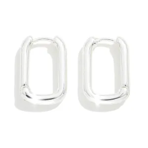 Square Silver Huggie Hoop Earrings