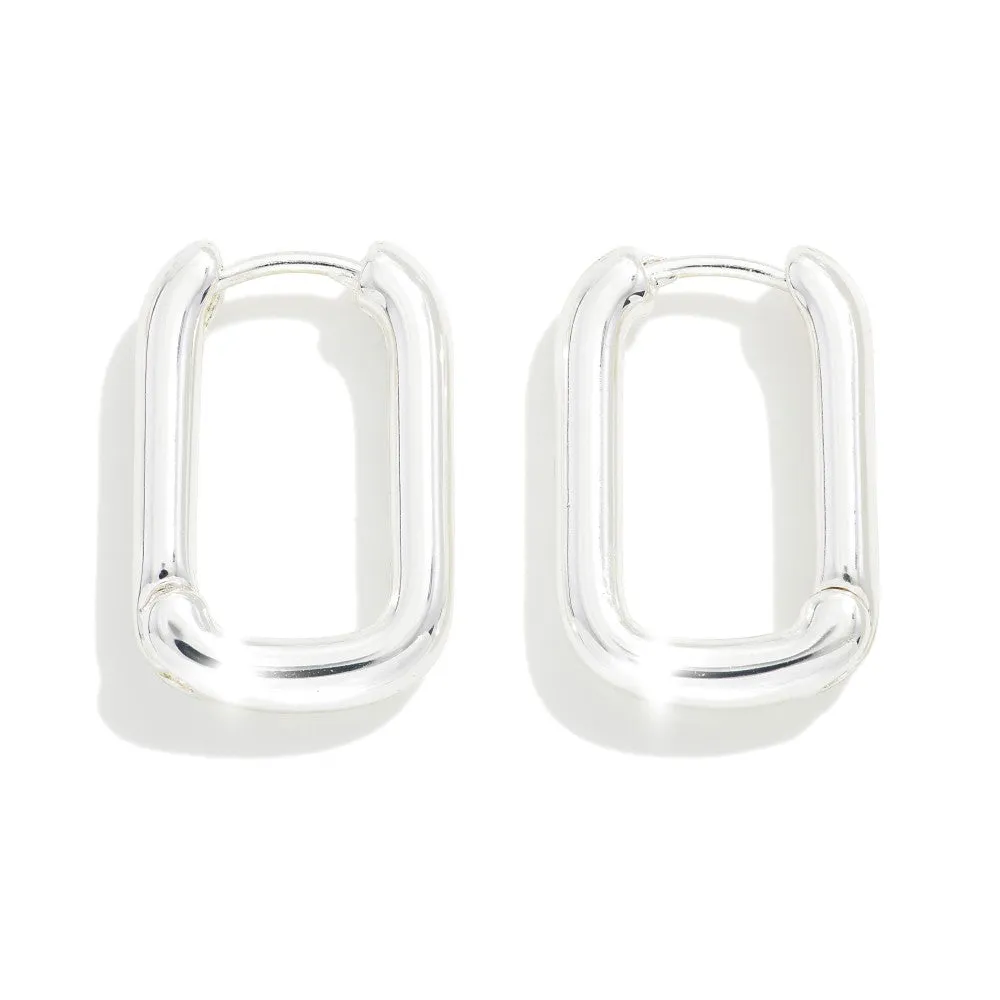 Square Silver Huggie Hoop Earrings
