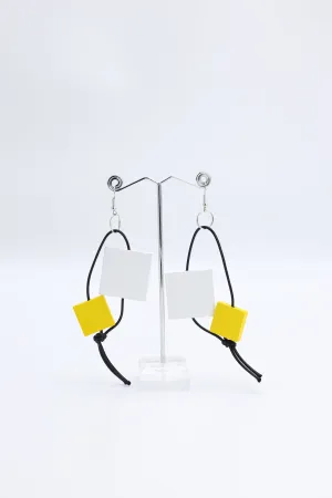 Squares on Leatherette Loop Earrings - Duo