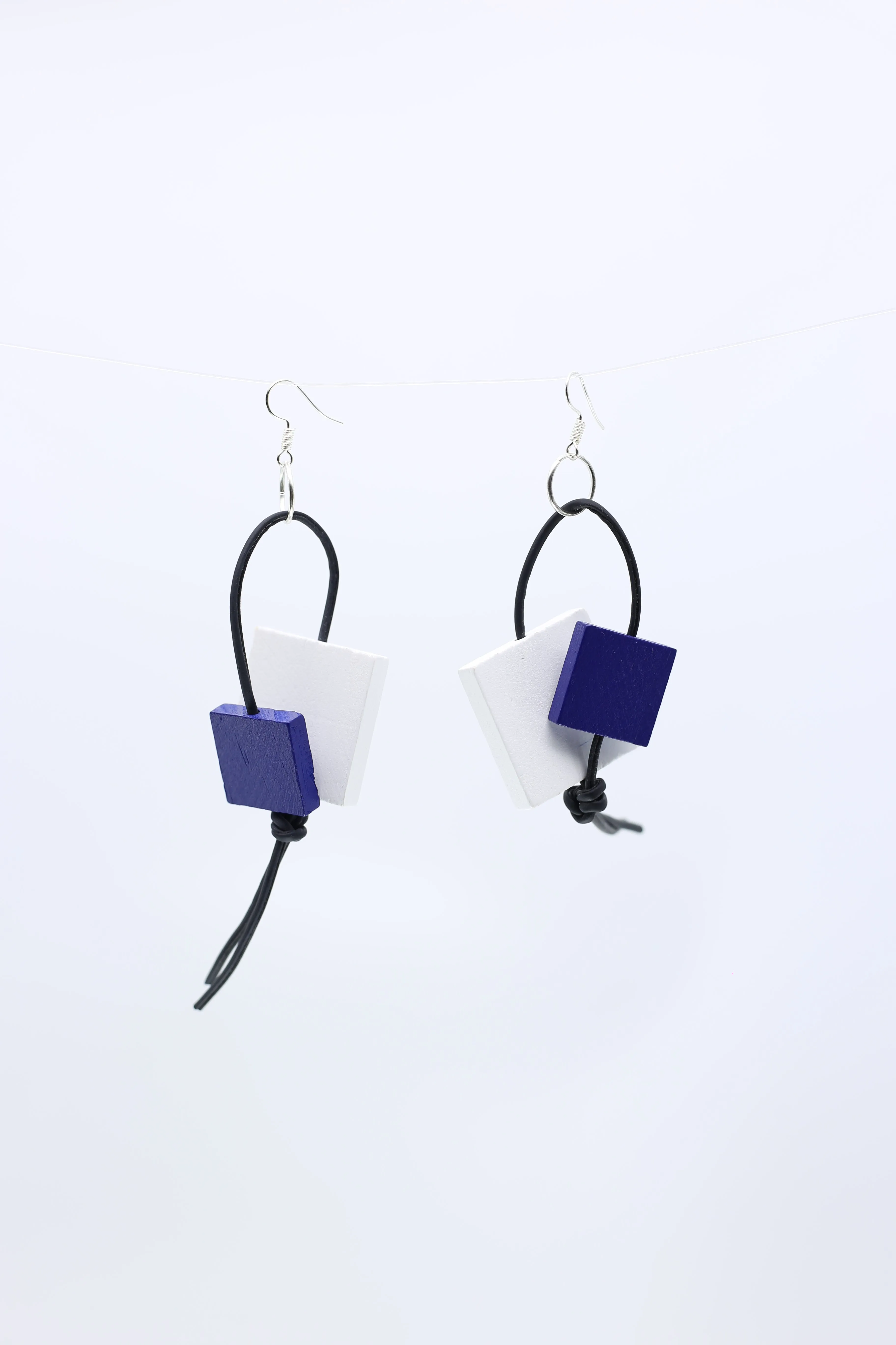 Squares on Leatherette Loop Earrings - Duo