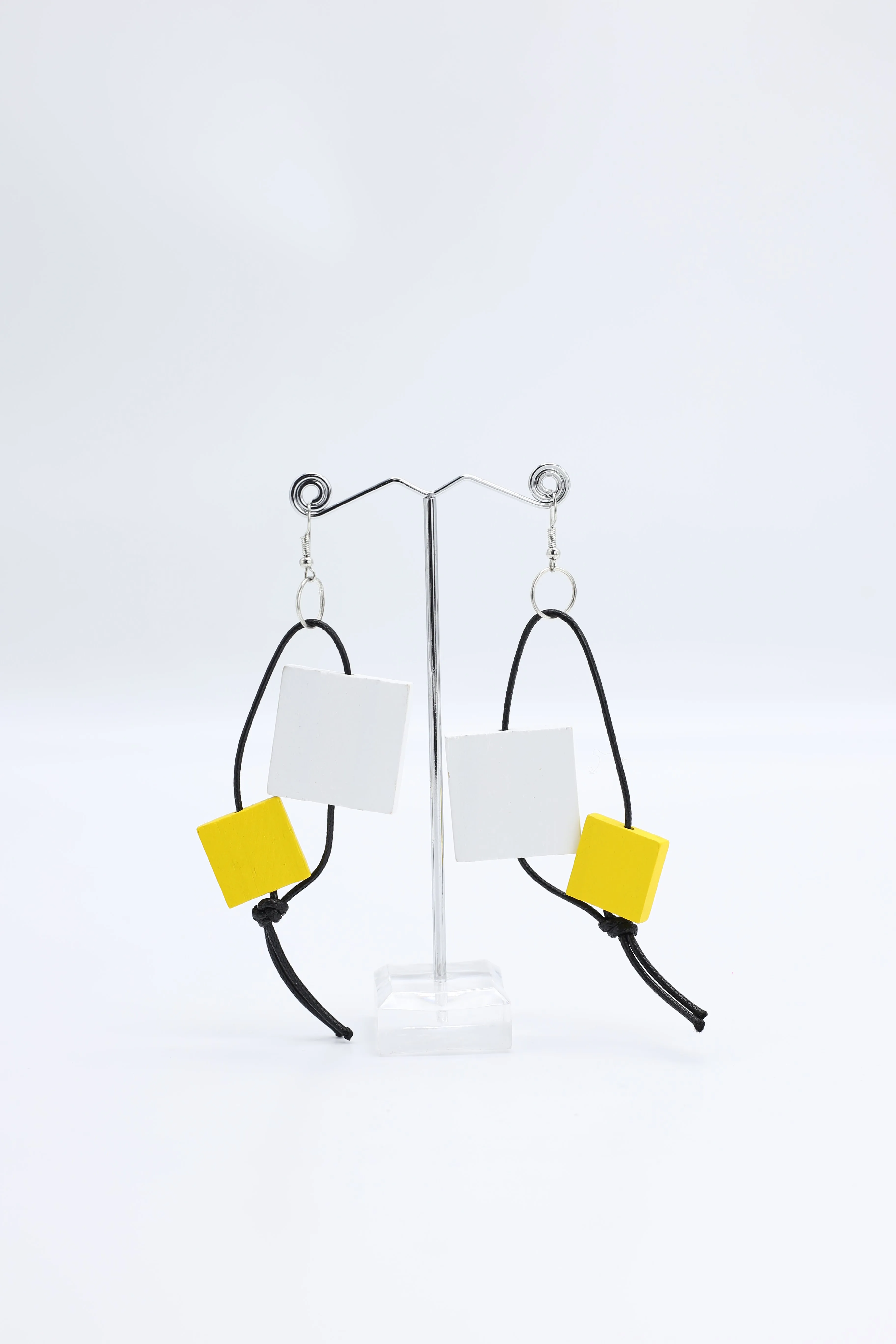 Squares on Leatherette Loop Earrings - Duo