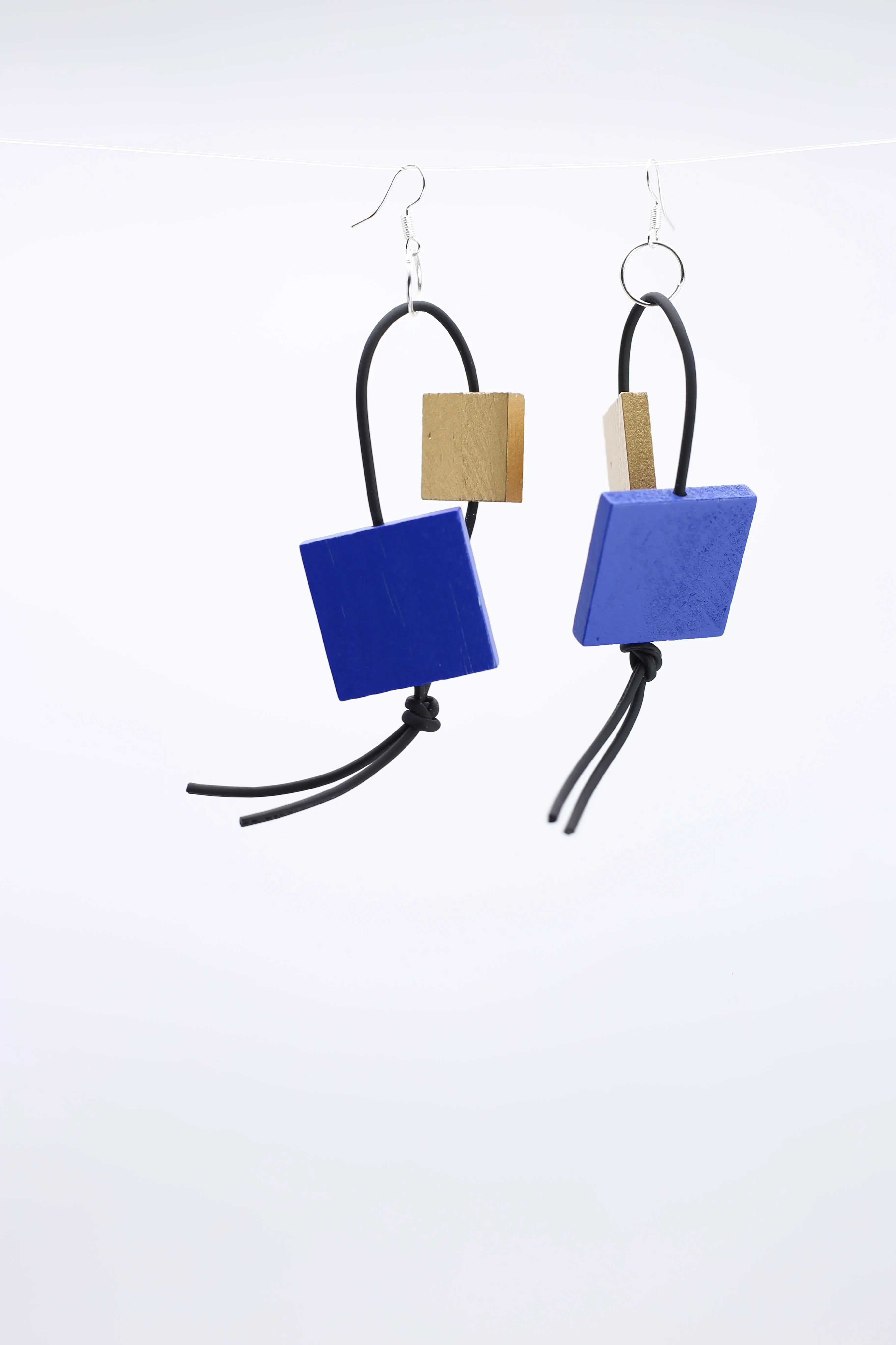Squares on Leatherette Loop Earrings - Duo