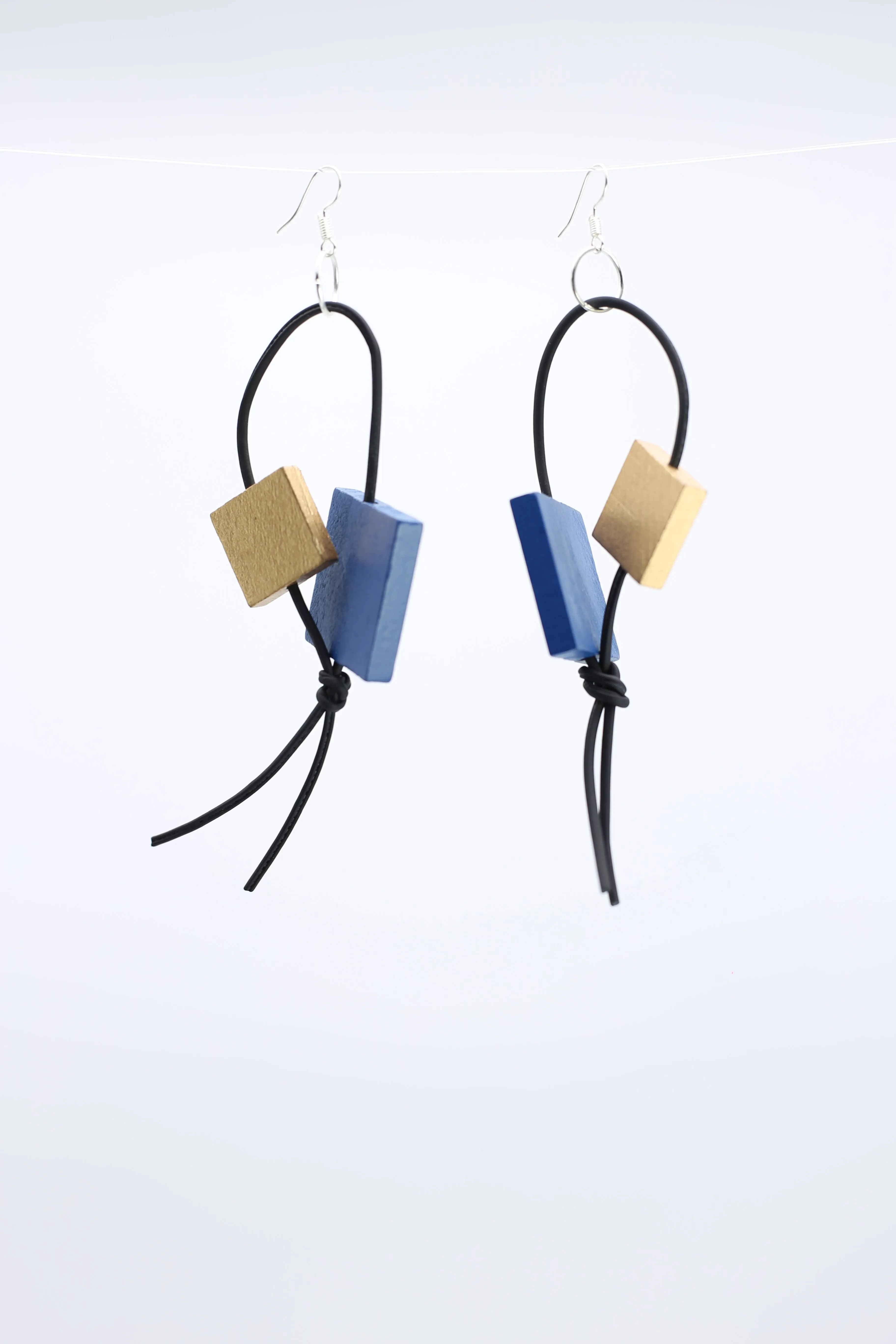 Squares on Leatherette Loop Earrings - Duo