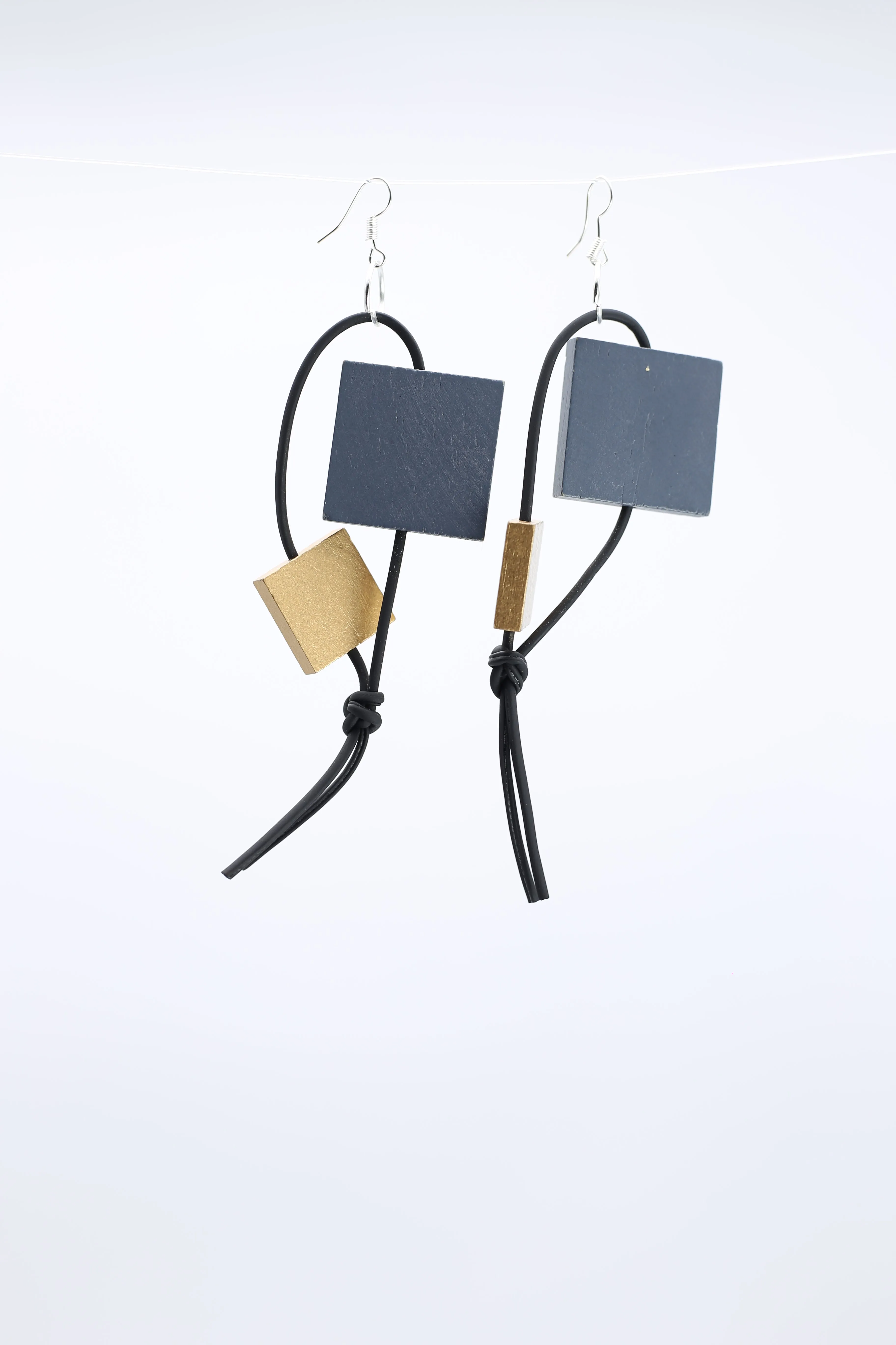 Squares on Leatherette Loop Earrings - Duo